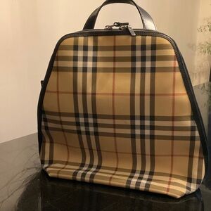 Burberry Tan and Black Checkered Backpack